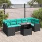Preview: ARDEBO.de - 8-teiliges Gartensofa-Set mit Kissen, schwarzes Polyrattan