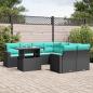 Preview: ARDEBO.de - 9-teiliges Gartensofa-Set mit Kissen, schwarzes Polyrattan