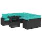 Preview: 9-teiliges Gartensofa-Set mit Kissen, schwarzes Polyrattan