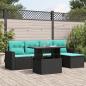 Preview: ARDEBO.de - 6-teiliges Gartensofa-Set mit Kissen, schwarzes Polyrattan