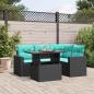 Preview: ARDEBO.de - 5-teiliges Gartensofa-Set mit Kissen, schwarzes Polyrattan