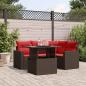Preview: ARDEBO.de - 5-teiliges Gartensofa-Set mit Kissen, braun, Polyrattan