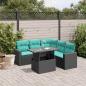 Preview: ARDEBO.de - 6-teiliges Gartensofa-Set mit Kissen, schwarzes Polyrattan