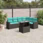 Preview: ARDEBO.de - 7-teiliges Gartensofa-Set mit Kissen, schwarzes Polyrattan