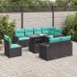 Preview: ARDEBO.de - 9-teiliges Gartensofa-Set mit Kissen, schwarzes Polyrattan