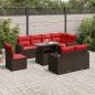 Preview: ARDEBO.de - 9-teiliges Gartensofa-Set mit Kissen, braun, Polyrattan