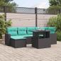 Preview: ARDEBO.de - 7-teiliges Gartensofa-Set mit Kissen, schwarzes Polyrattan