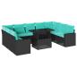 Preview: 10-teiliges Gartensofa-Set mit Kissen, schwarzes Polyrattan
