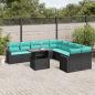 Preview: ARDEBO.de - 11-teiliges Gartensofa-Set mit Kissen, schwarzes Polyrattan