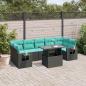 Preview: ARDEBO.de - 8-teiliges Gartensofa-Set mit Kissen, schwarzes Polyrattan