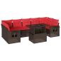 Preview: 8-teiliges Gartensofa-Set mit Kissen, braun, Polyrattan