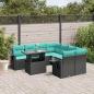 Preview: ARDEBO.de - 9-teiliges Gartensofa-Set mit Kissen, schwarzes Polyrattan