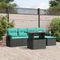Preview: ARDEBO.de - 6-teiliges Gartensofa-Set mit Kissen, schwarzes Polyrattan