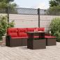 Preview: ARDEBO.de - 6-teiliges Gartensofa-Set mit Kissen, braun, Polyrattan