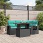 Preview: ARDEBO.de - 5-teiliges Gartensofa-Set mit Kissen, schwarzes Polyrattan