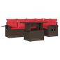 Preview: 6-teiliges Gartensofa-Set mit Kissen, braun, Polyrattan