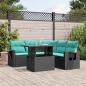 Preview: ARDEBO.de - 6-teiliges Gartensofa-Set mit Kissen, schwarzes Polyrattan