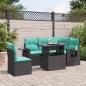 Preview: ARDEBO.de - 6-teiliges Gartensofa-Set mit Kissen, schwarzes Polyrattan