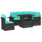 Preview: 6-teiliges Gartensofa-Set mit Kissen, schwarzes Polyrattan