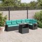 Preview: ARDEBO.de - 7-teiliges Gartensofa-Set mit Kissen, schwarzes Polyrattan