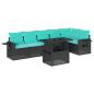 Preview: 7-teiliges Gartensofa-Set mit Kissen, schwarzes Polyrattan