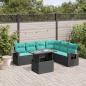 Preview: ARDEBO.de - 7-teiliges Gartensofa-Set mit Kissen, schwarzes Polyrattan