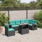Preview: ARDEBO.de - 7-teiliges Gartensofa-Set mit Kissen, schwarzes Polyrattan