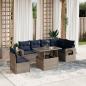Preview: ARDEBO.de - 7-teiliges Gartensofa-Set mit Kissen, grau, Polyrattan