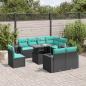 Preview: ARDEBO.de - 9-teiliges Gartensofa-Set mit Kissen, schwarzes Polyrattan