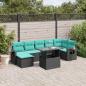 Preview: ARDEBO.de - 8-teiliges Gartensofa-Set mit Kissen, schwarzes Polyrattan