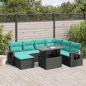 Preview: ARDEBO.de - 8-teiliges Gartensofa-Set mit Kissen, schwarzes Polyrattan