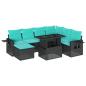 Preview: 8-teiliges Gartensofa-Set mit Kissen, schwarzes Polyrattan