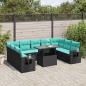 Preview: ARDEBO.de - 10-teiliges Gartensofa-Set mit Kissen, schwarzes Polyrattan