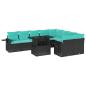 Preview: 10-teiliges Gartensofa-Set mit Kissen, schwarzes Polyrattan