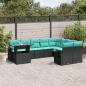 Preview: ARDEBO.de - 10-teiliges Gartensofa-Set mit Kissen, schwarzes Polyrattan