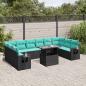 Preview: ARDEBO.de - 11-teiliges Gartensofa-Set mit Kissen, schwarzes Polyrattan