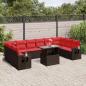 Preview: ARDEBO.de - 11-teiliges Gartensofa-Set mit Kissen, braun, Polyrattan