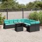 Preview: ARDEBO.de - 11-teiliges Gartensofa-Set mit Kissen, schwarzes Polyrattan