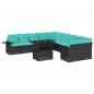 Preview: 11-teiliges Gartensofa-Set mit Kissen, schwarzes Polyrattan