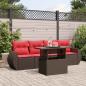Preview: ARDEBO.de - 5-teiliges Gartensofa-Set mit Kissen, braun, Polyrattan