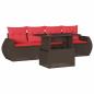 Preview: 5-teiliges Gartensofa-Set mit Kissen, braun, Polyrattan
