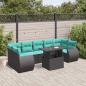 Preview: ARDEBO.de - 8-teiliges Gartensofa-Set mit Kissen, schwarzes Polyrattan
