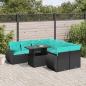 Preview: ARDEBO.de - 9-teiliges Gartensofa-Set mit Kissen, schwarzes Polyrattan