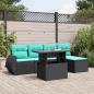 Preview: ARDEBO.de - 6-teiliges Gartensofa-Set mit Kissen, schwarzes Polyrattan