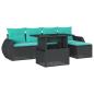 Preview: 6-teiliges Gartensofa-Set mit Kissen, schwarzes Polyrattan