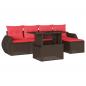 Preview: 6-teiliges Gartensofa-Set mit Kissen, braun, Polyrattan