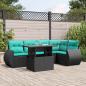 Preview: ARDEBO.de - 6-teiliges Gartensofa-Set mit Kissen, schwarzes Polyrattan