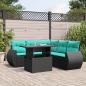 Preview: ARDEBO.de - 6-teiliges Gartensofa-Set mit Kissen, schwarzes Polyrattan