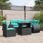 Preview: ARDEBO.de - 6-teiliges Gartensofa-Set mit Kissen, schwarzes Polyrattan