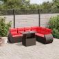 Preview: ARDEBO.de - 7-teiliges Gartensofa-Set mit Kissen, braun, Polyrattan